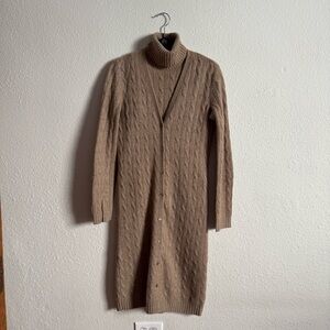 Ralph Lauren Cashmere Long Cable-Knit Cardigan and Turtleneck Sweater Set Size M